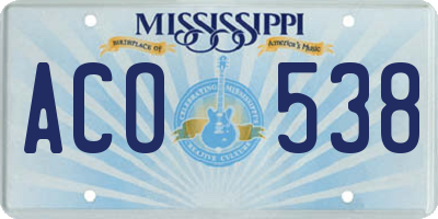 MS license plate ACO538
