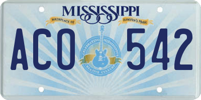 MS license plate ACO542