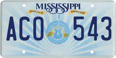 MS license plate ACO543