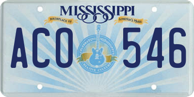 MS license plate ACO546