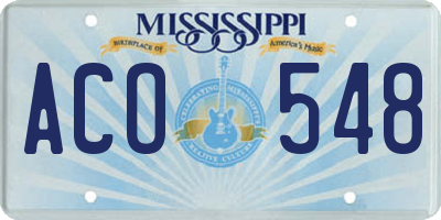 MS license plate ACO548