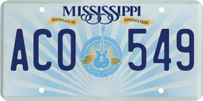 MS license plate ACO549