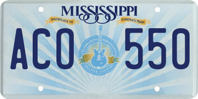 MS license plate ACO550