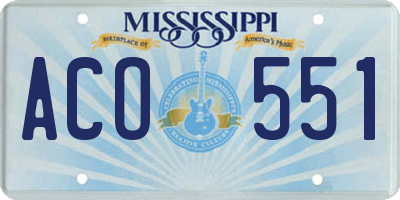 MS license plate ACO551