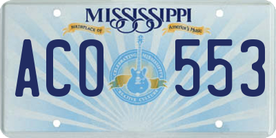 MS license plate ACO553