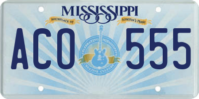 MS license plate ACO555