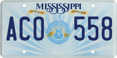 MS license plate ACO558