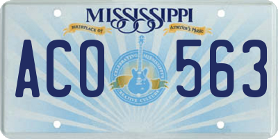 MS license plate ACO563