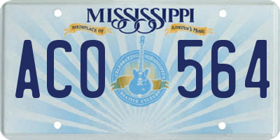 MS license plate ACO564