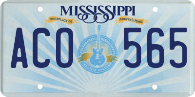 MS license plate ACO565
