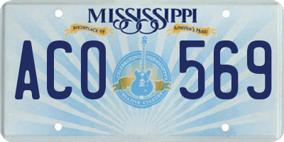 MS license plate ACO569