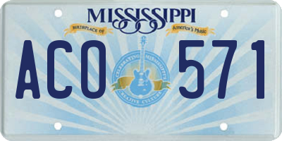 MS license plate ACO571