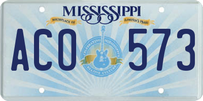 MS license plate ACO573