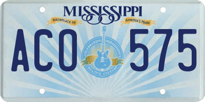 MS license plate ACO575