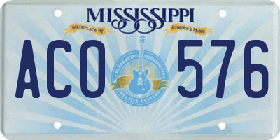 MS license plate ACO576