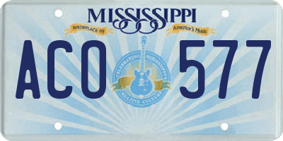 MS license plate ACO577