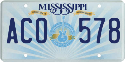 MS license plate ACO578