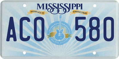 MS license plate ACO580
