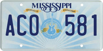 MS license plate ACO581