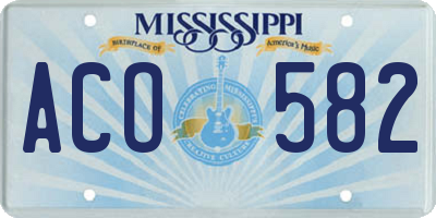 MS license plate ACO582