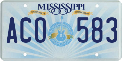 MS license plate ACO583