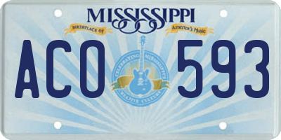 MS license plate ACO593