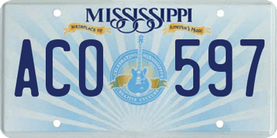 MS license plate ACO597
