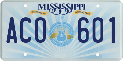 MS license plate ACO601