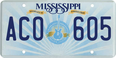 MS license plate ACO605