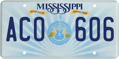 MS license plate ACO606