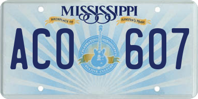 MS license plate ACO607