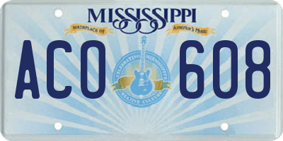 MS license plate ACO608