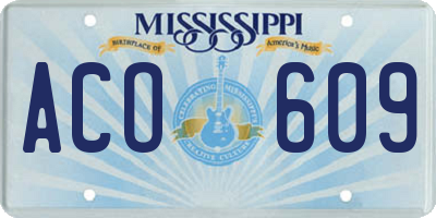 MS license plate ACO609
