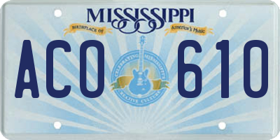 MS license plate ACO610
