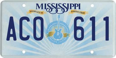 MS license plate ACO611