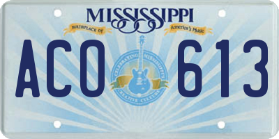 MS license plate ACO613