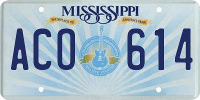 MS license plate ACO614
