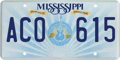 MS license plate ACO615