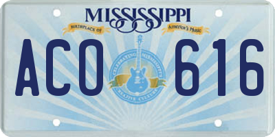 MS license plate ACO616