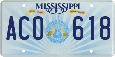 MS license plate ACO618