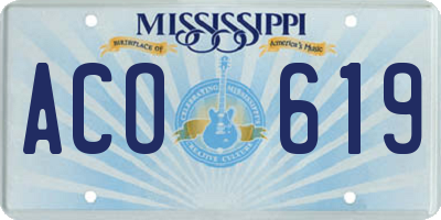 MS license plate ACO619