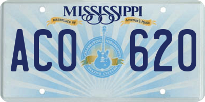 MS license plate ACO620