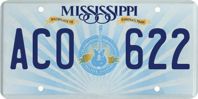 MS license plate ACO622