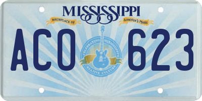 MS license plate ACO623
