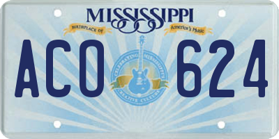 MS license plate ACO624