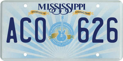 MS license plate ACO626