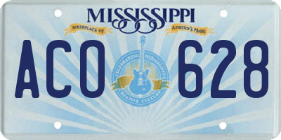 MS license plate ACO628