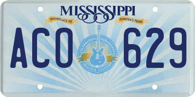 MS license plate ACO629