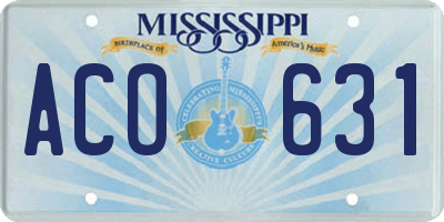MS license plate ACO631