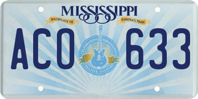 MS license plate ACO633